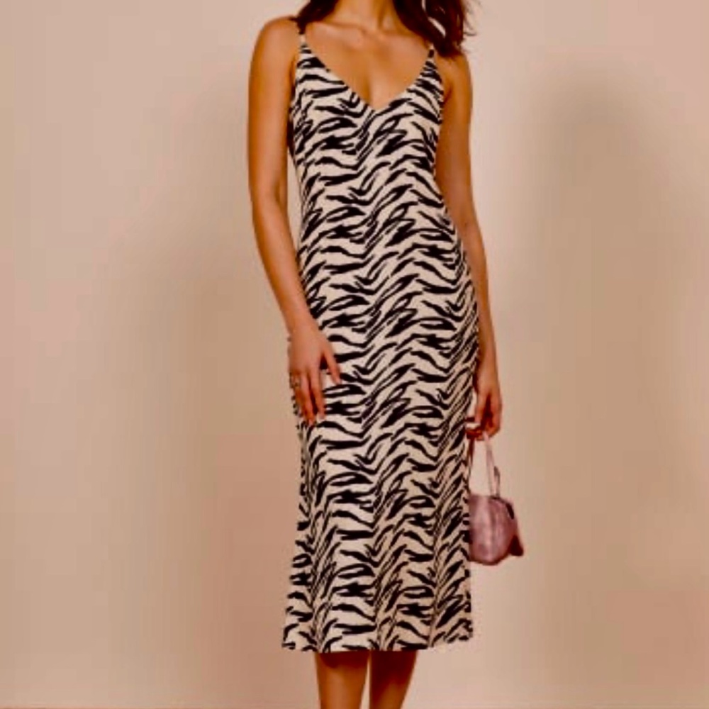 Reformation zebra print slip dress, size 8